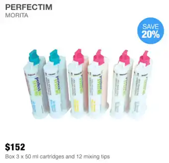 Henry Schein PERFECTIM MORITA Box 3 x 50 ml cartridges and 12 mixing tips offer
