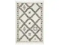 LivingStyles Saffron Jamila Fringed Shag Rug, 200x290cm, White offer