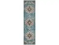 LivingStyles Babylon Chantilly Bohemian Runner Rug, 80x300cm, Blue offer