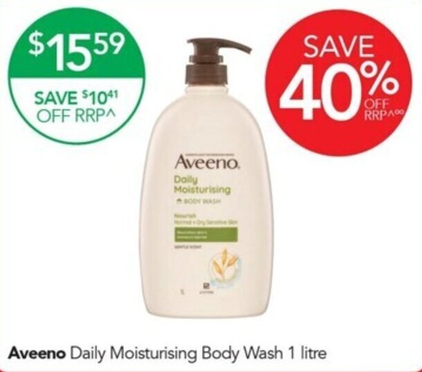 Aveeno Daily Moisturising Body Wash 1 litre offer at Terry White