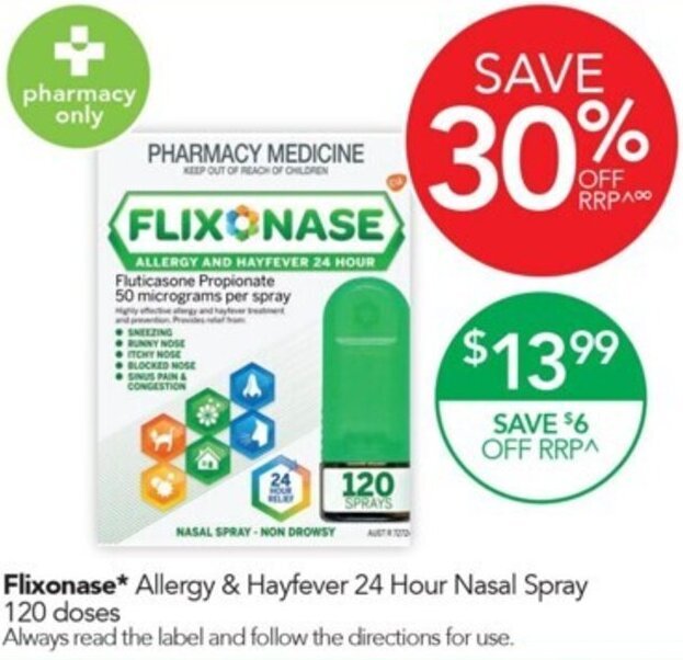 Flixonase* Allergy & Hayfever 24 Hour Nasal Spray 120 doses offer at