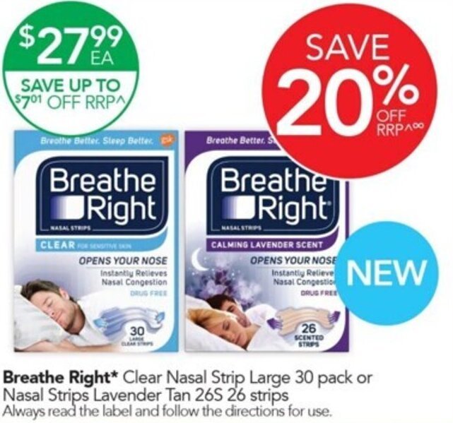 Breathe Right* Clear Nasal Strip Large 30 pack or Nasal Strips Lavender