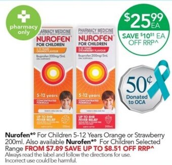 Terry White Nurofen** For Children 5-12 Years Orange or Strawberry 200ml offer