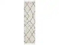 LivingStyles Saffron Kenza Fringed Shag Runner Rug, 80x400cm, White offer