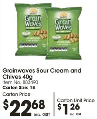 Campbells Wholesale Grainwaves Sour Cream and Chives 40g offer
