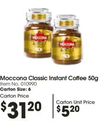 Campbells Wholesale Moccona Classic Instant Coffee 50g Item No. 010990 offer