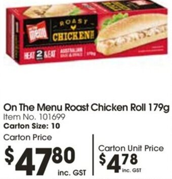 Campbells Wholesale On The Menu Roast Chicken Roll 179g offer