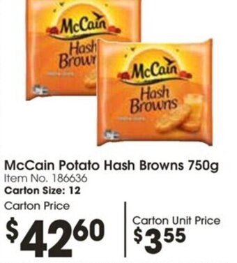 McCain Potato Hash Browns 750g