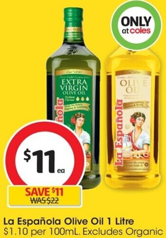 Coles La Española Olive Oil 1 Litre offer