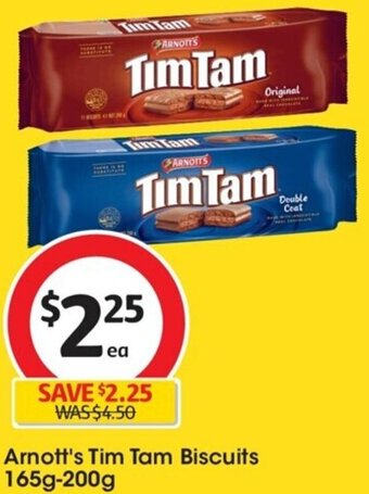 Coles Arnott's Tim Tam Biscuits 165g-200g offer