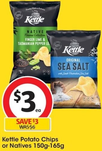 Coles Kettle Potato Chips or Natives 150g-165g offer