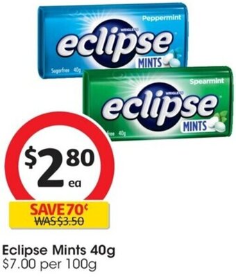 Coles Eclipse Mints 40g offer