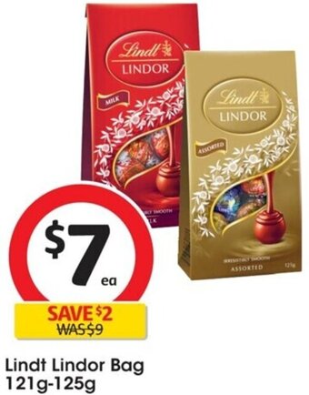 Coles Lindt Lindor Bag 121g-125g offer