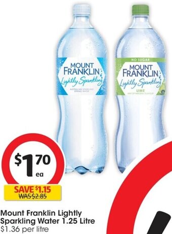 Coles Mount Franklin Lightly Sparkling Water 1.25 Litre offer