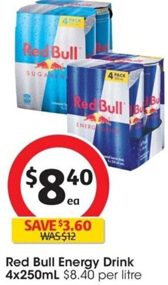 Coles Red Bull Energy Drink 4x250mL offer