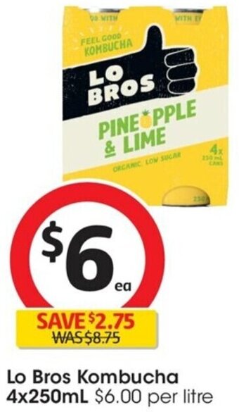 Coles Lo Bros Kombucha 4x250mL offer