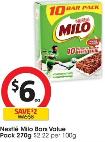 Coles Nestlé Milo Bars Value Pack 270g offer