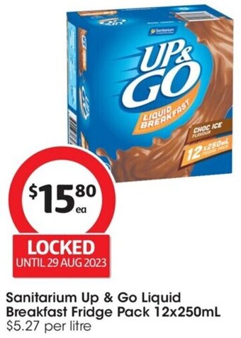 Coles Sanitarium Up & Go Liquid Breakfast Fridge Pack 12x250mL offer