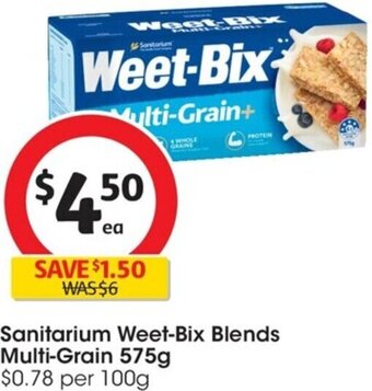 Coles Sanitarium Weet-Bix Blends Multi-Grain 575g offer