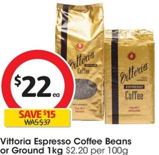 Vittoria Espresso Coffee Beans or Ground Vittoria Espresso Coffee Beans