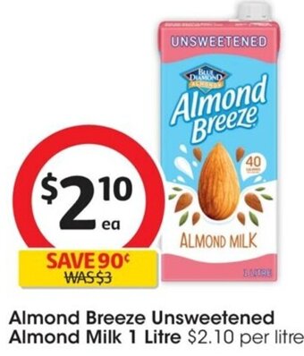 Almond Breeze Unsweetened Almond Milk 1 Litre