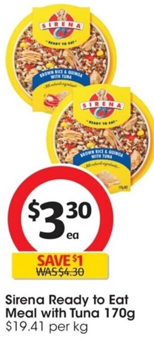 Coles Sirena Ready to Eat Meal with Tuna 170g offer