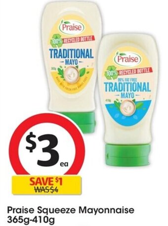 Coles Praise Squeeze Mayonnaise 365g-410g offer