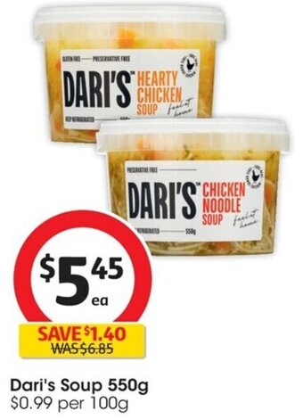 Coles Dari's Soup 550g offer