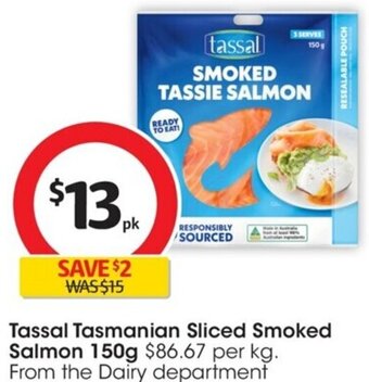Coles Tassal Tasmanian Sliced Smoked Salmon 150g offer