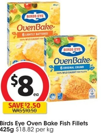 Coles Birds Eye Oven Bake Fish Fillets 425g offer