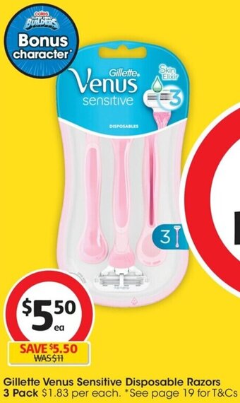 Coles Gillette Venus Sensitive Disposable Razors 3 Pack offer