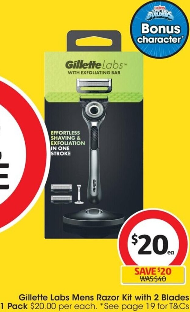 Gillette Labs Mens Razor Kit with 2 Blades 1 Pack offer at Coles