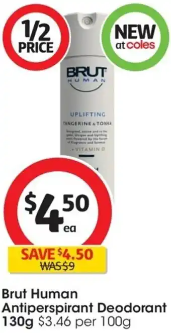 Coles Brut Human Antiperspirant Deodorant 130g offer