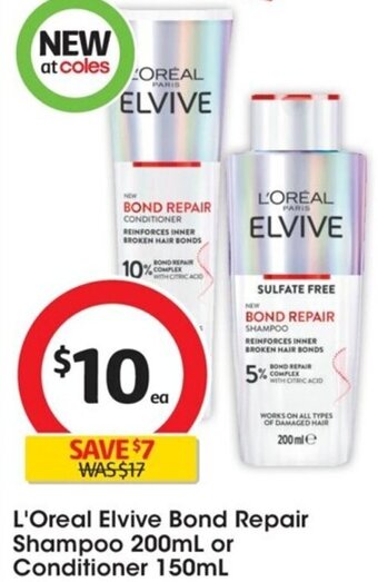 L'Oreal Elvive Bond Repair Shampoo 200mL or Conditioner 150mL