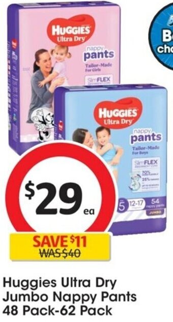 Coles Huggies Ultra Dry Jumbo Nappy Pants 48 Pack-62 Pack offer