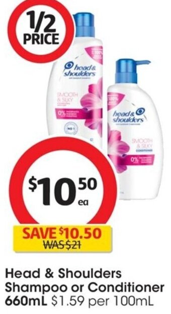 Coles Head & Shoulders Shampoo or Conditioner 660mL offer