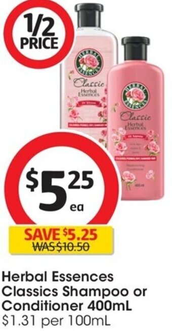 Coles Herbal Essences Classics Shampoo or Conditioner 400mL offer