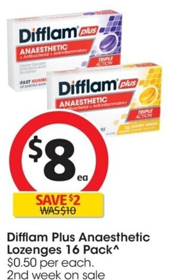 Coles Difflam Plus Anaesthetic Lozenges 16 Pack^ offer