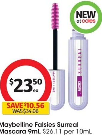 Coles Maybelline Falsies Surreal Mascara 9mL offer
