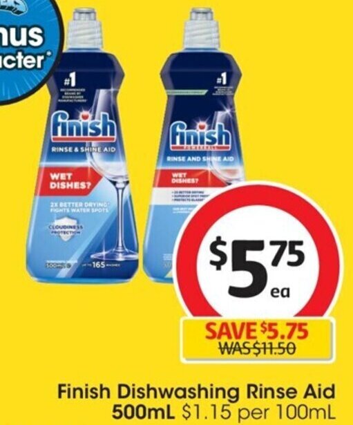 Finish Dishwashing Rinse Aid 500mL offer at Coles