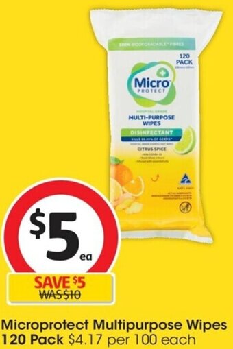 Coles Microprotect Multipurpose Wipes 120 Pack offer