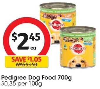 Coles Pedigree Dog Food 700g offer