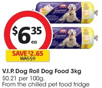 Coles V.I.P. Dog Roll Dog Food 3kg offer
