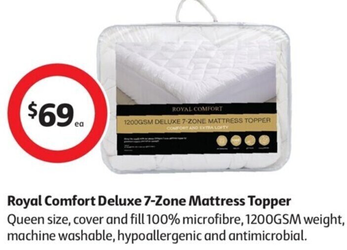 Royal Comfort Deluxe 7Zone Mattress Topper offer at Coles
