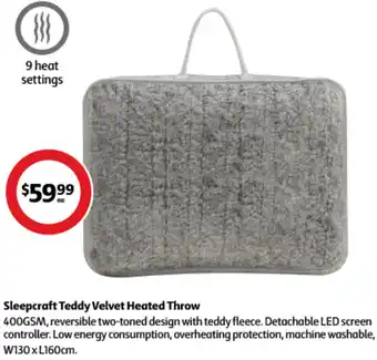 Coles Sleepcraft Teddy Velvet Heated Sleepcraft Teddy Velvet Heated Throw W130 x L160cm. offer