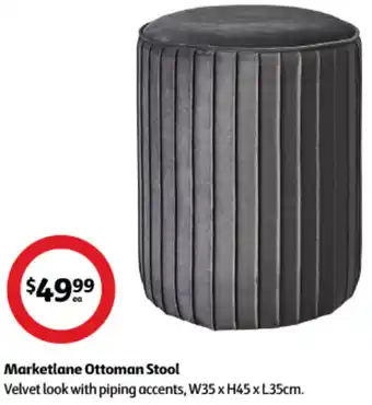 Marketlane Ottoman Stool Velvet look with piping accents, W35 x H45 x L35cm.
