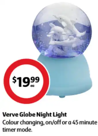 Coles Verve Globe Night Light Colour changing, on/off or a 45 minute timer mode. offer