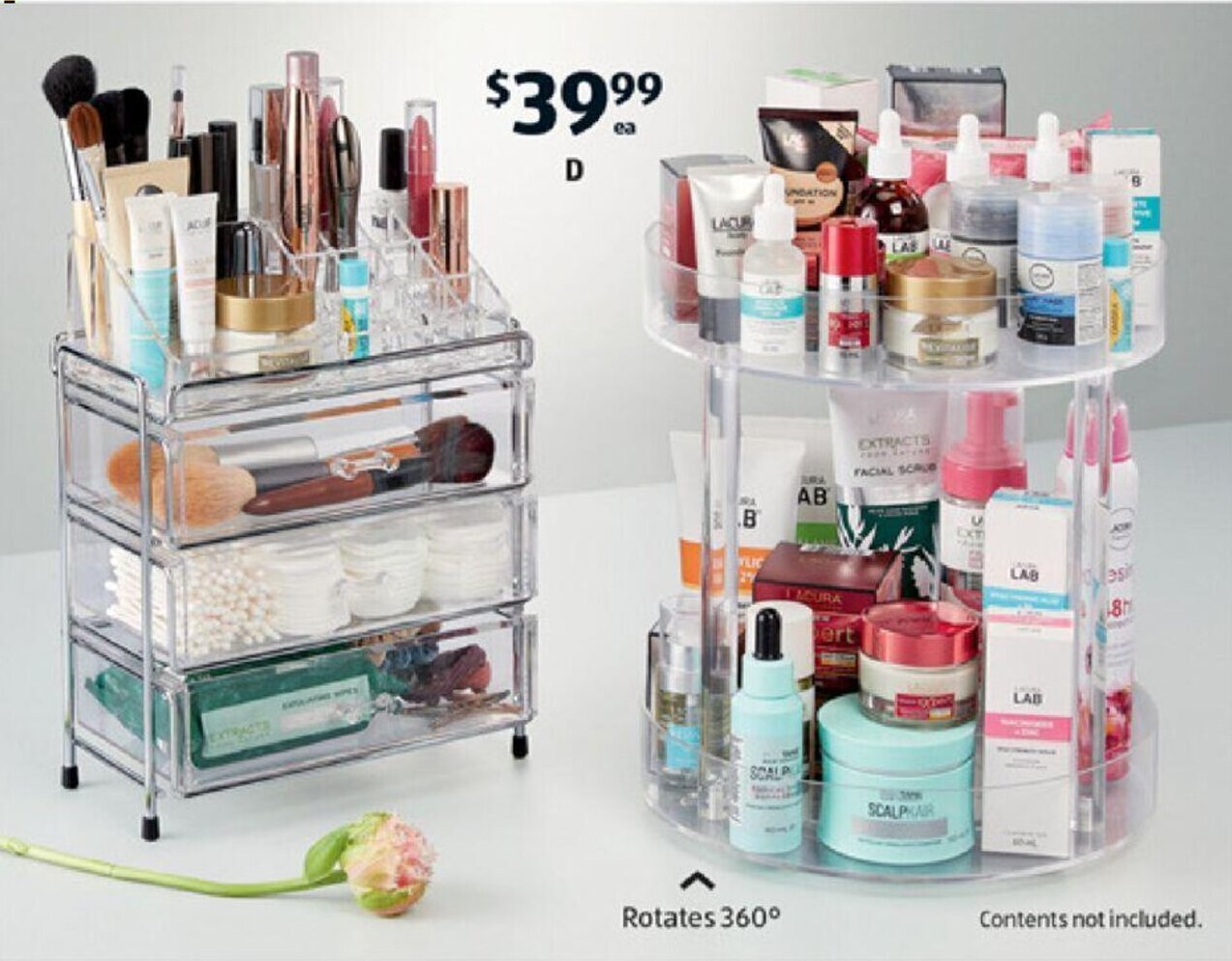 Acrylic Make Up Organiser or Swivel Tower offer at ALDI