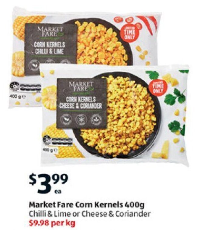 Market Fare Corn Kernels 400g Chilli & Lime or Cheese & CORN KERNELS