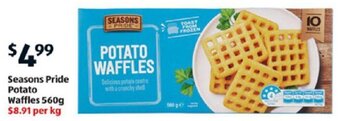 ALDI Seasons Pride Potato Waffles 560g offer